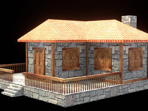 Medieval house low poly village town city residential game ready 22 3D Model