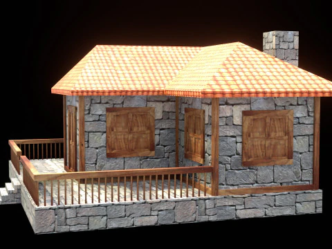 Medieval house low poly village town city residential game ready 22 3D Model