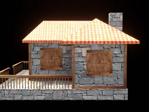 Medieval house low poly village town city residential game ready 22 3D Model