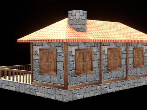 Medieval house low poly village town city residential game ready 22 3D Model