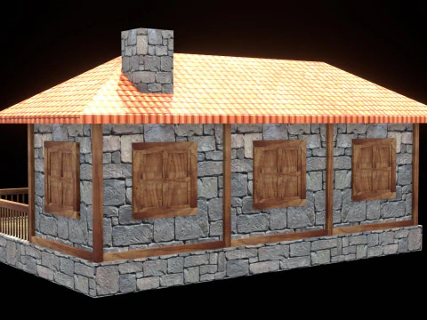 Medieval house low poly village town city residential game ready 22 3D Model