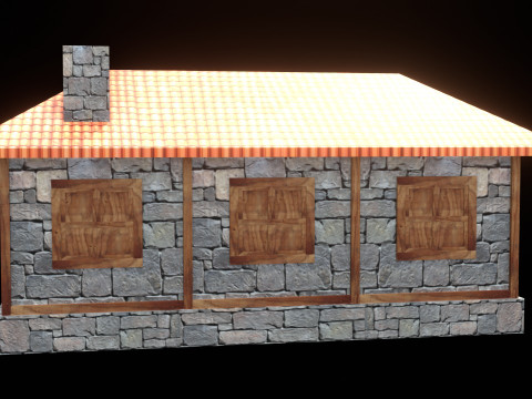 Medieval house low poly village town city residential game ready 22 3D मॉडल
