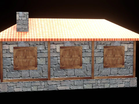 Medieval house low poly village town city residential game ready 22 3D Model