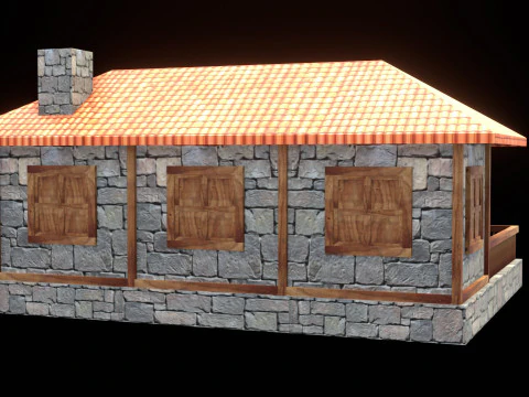 Medieval house low poly village town city residential game ready 22 3D Model