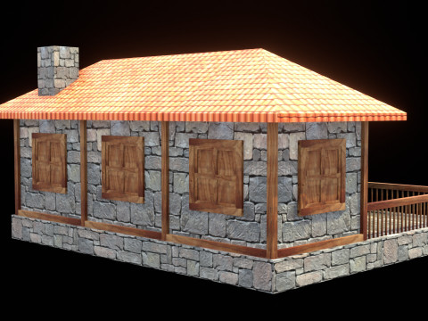 Medieval house low poly village town city residential game ready 22 3D मॉडल