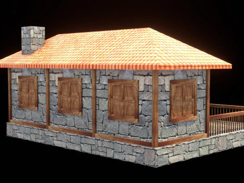 Medieval house low poly village town city residential game ready 22 3D Model