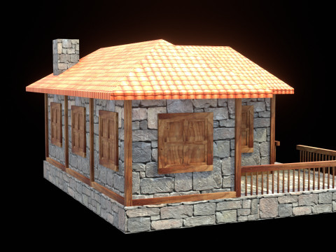 Medieval house low poly village town city residential game ready 22 3D मॉडल