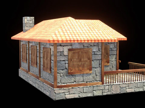 Medieval house low poly village town city residential game ready 22 3D Model