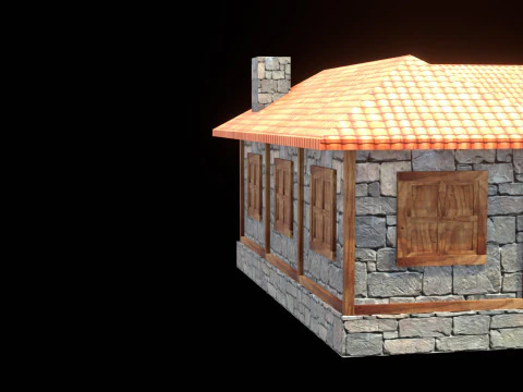 Medieval house low poly village town city residential game ready 22 3D Model