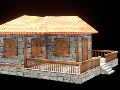 Medieval house low poly village town city residential game ready 22 3D मॉडल