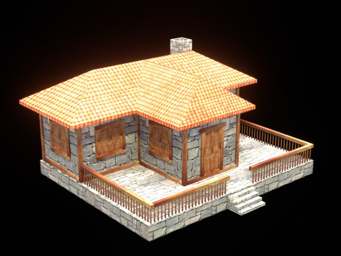 Medieval house low poly village town city residential game ready 22 3D मॉडल