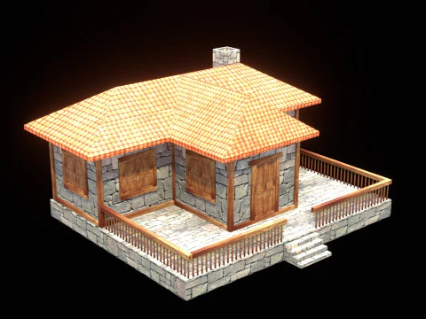 Medieval house low poly village town city residential game ready 22 3D Model