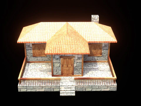 Medieval house low poly village town city residential game ready 22 3D Model