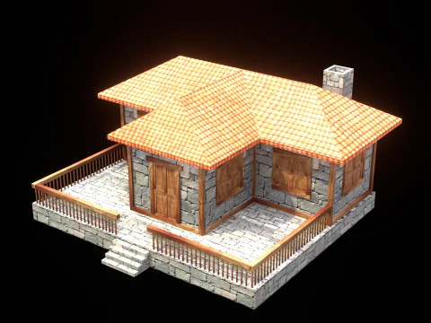 Medieval house low poly village town city residential game ready 22 3D Model