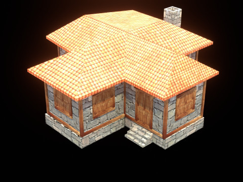 Medieval house low poly village town city residential game ready 23 3D Model
