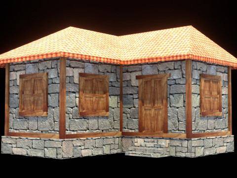 Medieval house low poly village town city residential game ready 23 3D Model