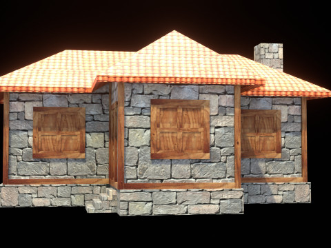 Medieval house low poly village town city residential game ready 23 3D Model