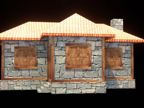 Medieval house low poly village town city residential game ready 23 3D Model