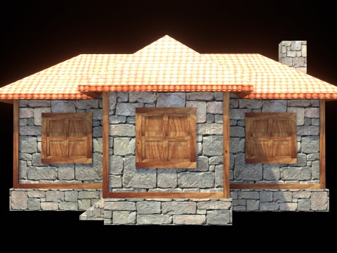 Medieval house low poly village town city residential game ready 23 3D Model