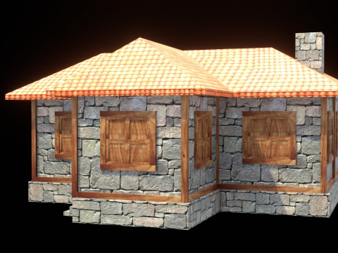 Medieval house low poly village town city residential game ready 23 3D Model