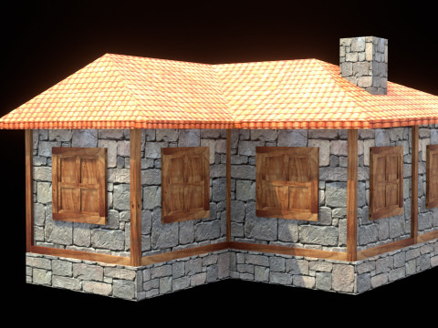 Medieval house low poly village town city residential game ready 23 3D Model