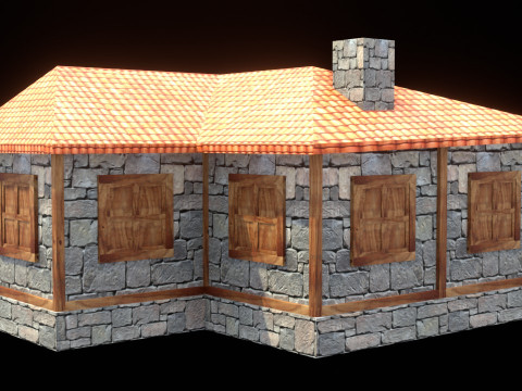 Medieval house low poly village town city residential game ready 23 3D Model