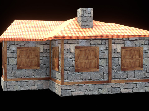 Medieval house low poly village town city residential game ready 23 3D Model