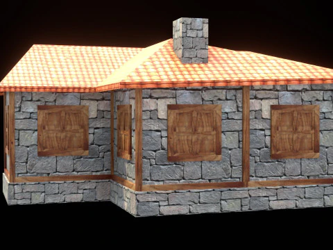 Medieval house low poly village town city residential game ready 23 3D Model