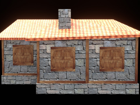 Medieval house low poly village town city residential game ready 23 3D Model