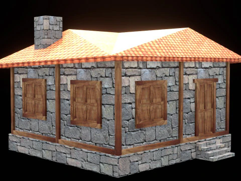 Medieval house low poly village town city residential game ready 23 3D Model