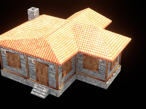 Medieval house low poly village town city residential game ready 23 3D Model