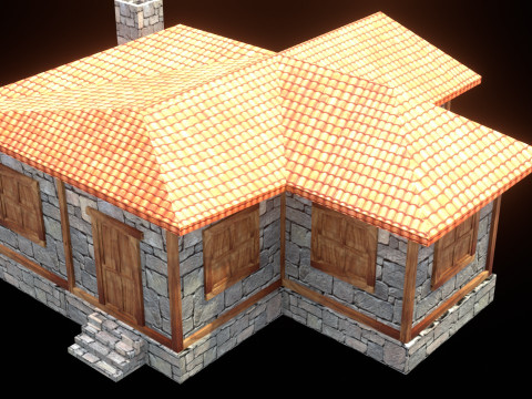 Medieval house low poly village town city residential game ready 23 3D Model