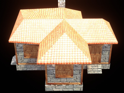 Medieval house low poly village town city residential game ready 23 3D Model