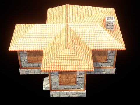 Medieval house low poly village town city residential game ready 23 3D Model