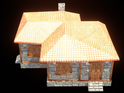 Medieval house low poly village town city residential game ready 24 3D Model