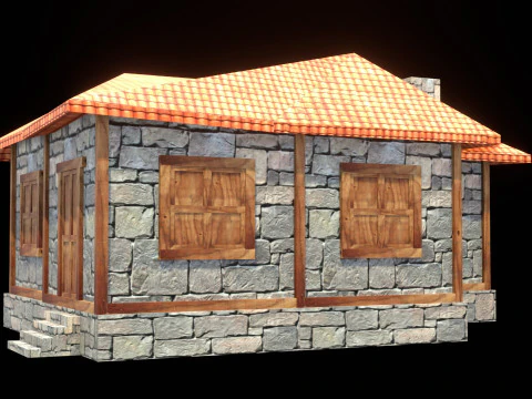 Medieval house low poly village town city residential game ready 24 3D Model