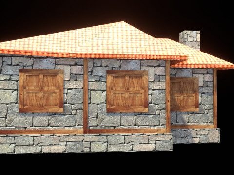 Medieval house low poly village town city residential game ready 24 Modelo 3D