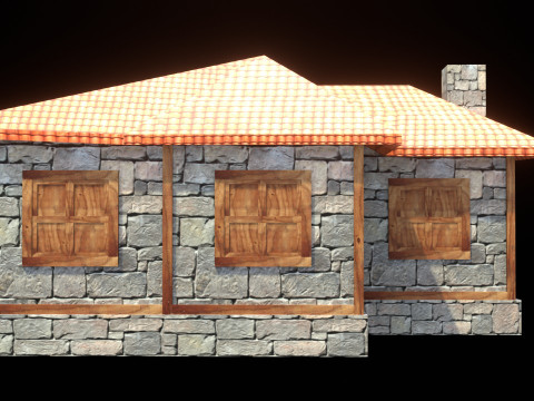 Medieval house low poly village town city residential game ready 24 Modelo 3D