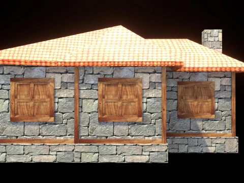 Medieval house low poly village town city residential game ready 24 3D Model