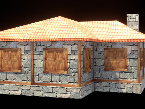 Medieval house low poly village town city residential game ready 24 Modelo 3D
