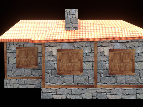 Medieval house low poly village town city residential game ready 24 Modelo 3D