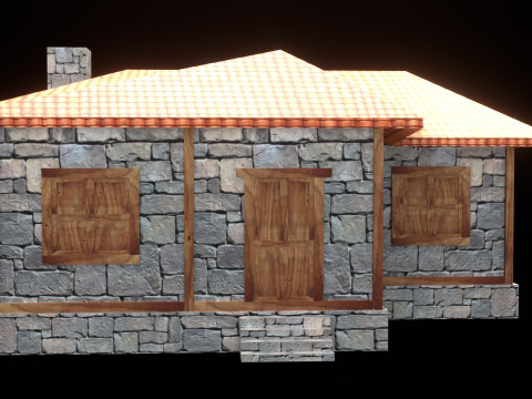 Medieval house low poly village town city residential game ready 24 Modelo 3D
