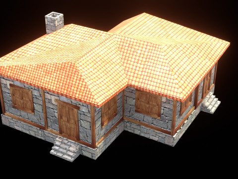 Medieval house low poly village town city residential game ready 24 Modelo 3D