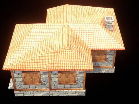 Medieval house low poly village town city residential game ready 24 Modelo 3D