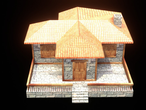 Medieval house low poly village town city residential game ready 25 3D Model