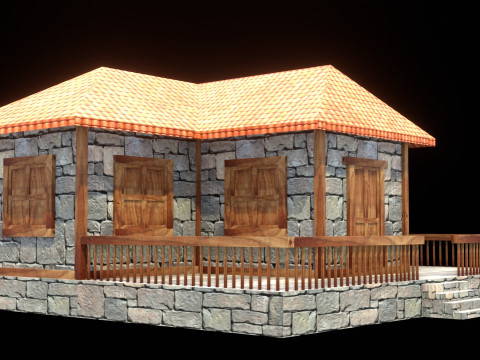 Medieval house low poly village town city residential game ready 25 Model 3D