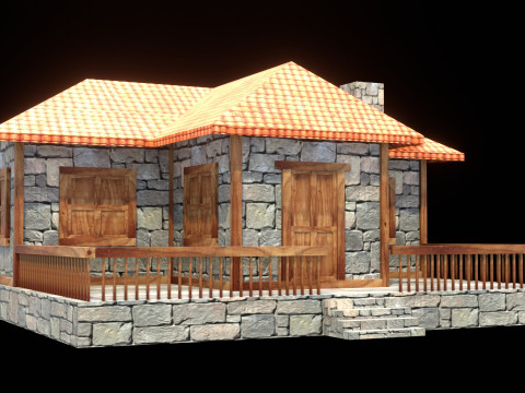 Medieval house low poly village town city residential game ready 25 Model 3D