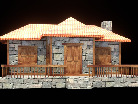Medieval house low poly village town city residential game ready 25 Model 3D