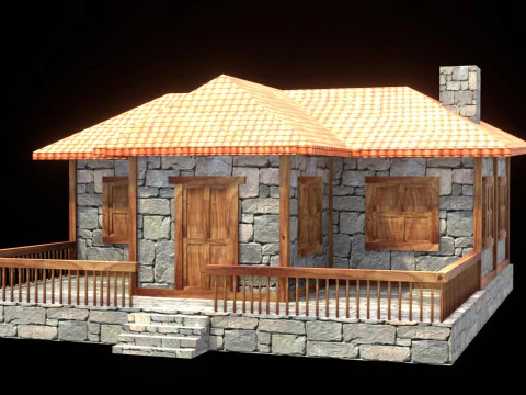 Medieval house low poly village town city residential game ready 25 3D Model