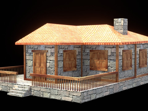 Medieval house low poly village town city residential game ready 25 Model 3D